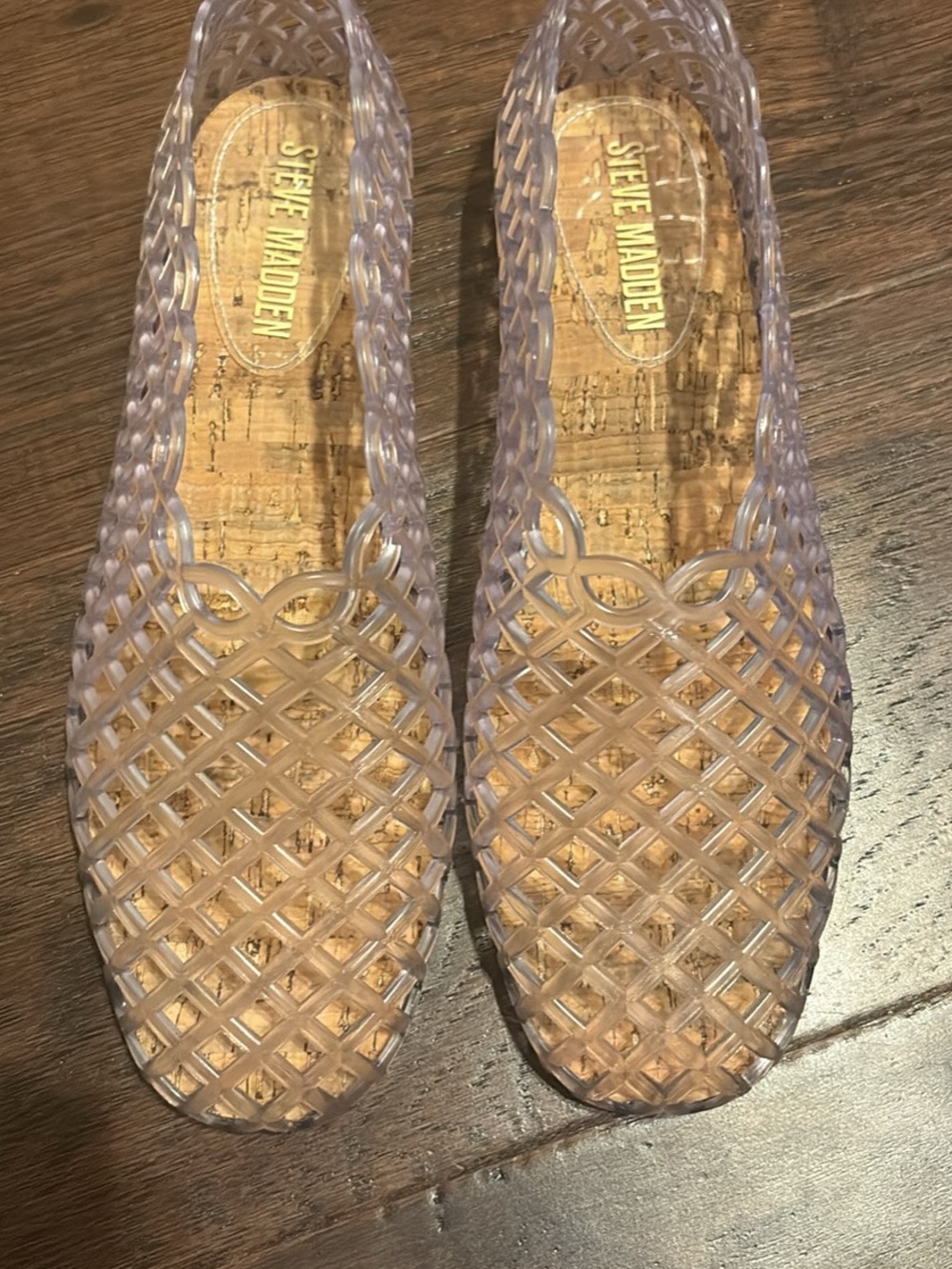 Steve Madden Clear Lattice Jelly Flats